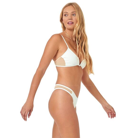 L*Space Macey White V Underwire Mesh Ribbed Bralette Bikini Swimsuit Top Size L - Picture 3 of 9
